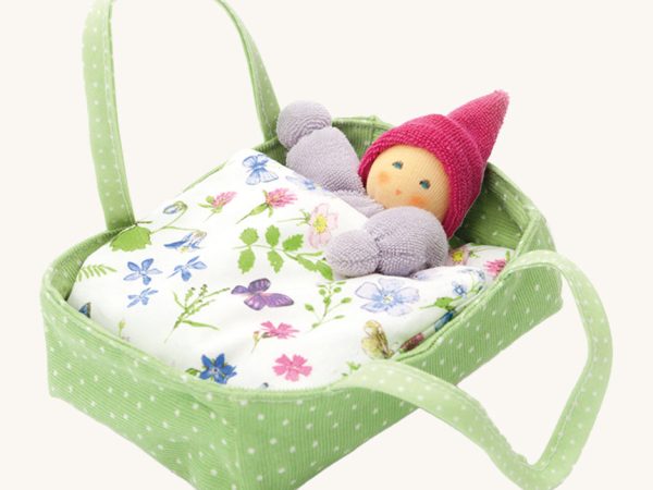 Nanchen Gnome Doll & Carrycot - Green