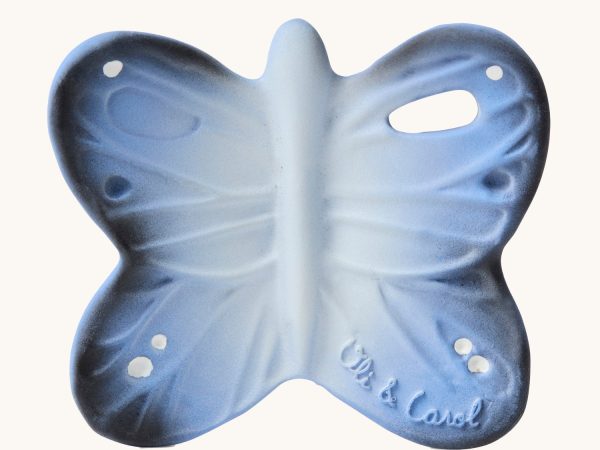Oli & Carol Natural Rubber Mini Teether - Blues The Butterfly