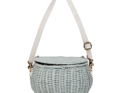 Olli Ella Mini Chari Rattan Bag - Vintage Blue