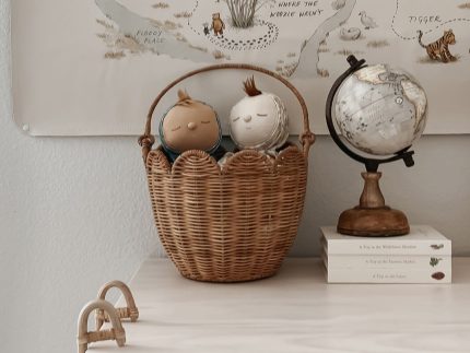 Olli Ella Rattan Tulip Carry Basket - Natural