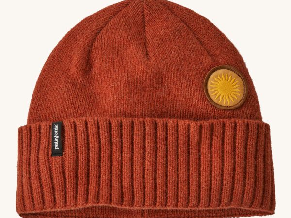 Patagonia Adult Brodeo Beanie Hat - Burnished Red / Sun Patch