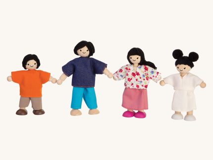 PlanToys Dolls House Family - White Skin, Black Hair