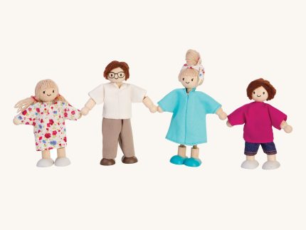 PlanToys Dolls House Family - White Skin, Brown and Blonde Hair