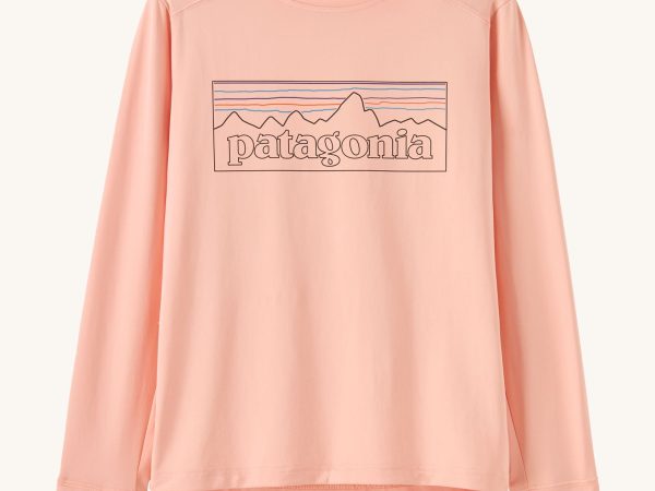 Patagonia Kids Long Sleeve Capilene® T-shirt - P-6 Outline / Sunlit Pink