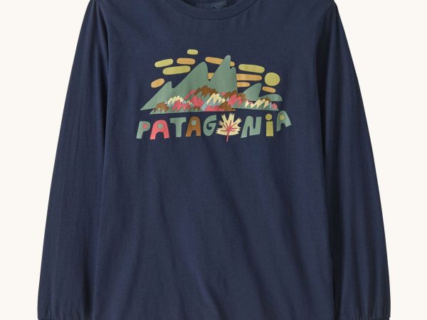 Patagonia Kids Long Sleeve Graphic Top - Fitz Roy Foliage / New Navy