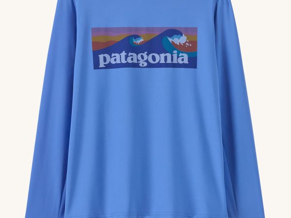 Patagonia Kids Long Sleeve Capilene® T-shirt - Boardshort Logo / Abundant Blue