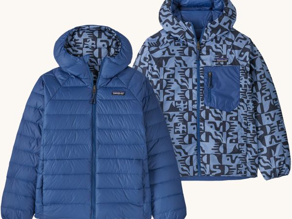 Patagonia Kids Reversible Down Hoody - Mother Tree / Sunken Blue