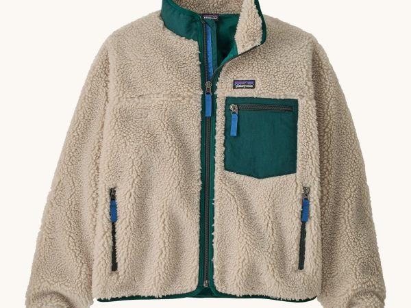 Patagonia Kids Retro-X Jacket - Natural / Cascade Green
