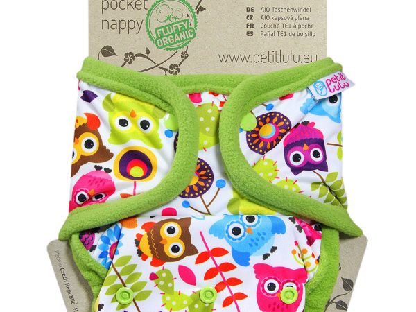 Petit Lulu AIO Pocket Nappy Snaps - Happy Owls