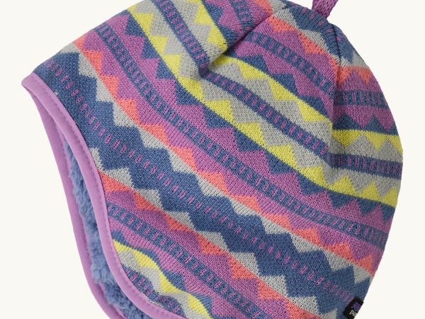 Patagonia Little Kids Reversible Beanie - Diamond Stripe / Brisk Purple