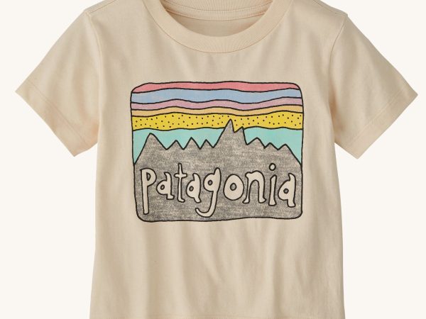Patagonia Little Kids Regenerative T-Shirt - Fitz Roy Skies / Undyed Natural