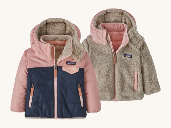 Patagonia Little Kids Reversible Tribbles Hoody - New Navy / Mallow Pink