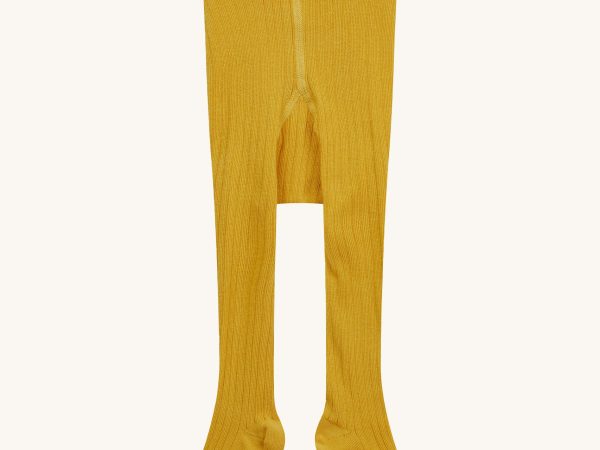 Piccalilly Mustard Ribbed Tights