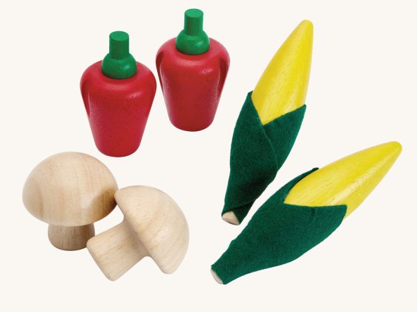 PlanToys Vegetable Set - Corn, Mushrooms & Red Peppers