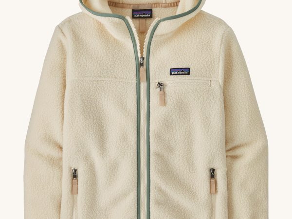 Patagonia Women's Retro Pile Fleece Hoody Jacket - Natural / Ellwood Green