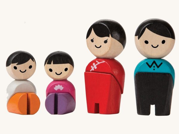 PlanToys White Skin, Black Hair Family PlanWorld