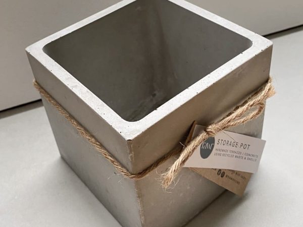 Rawr Grey Concrete Square Storage Pot