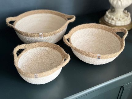 Respiin Jute Handled Bowl Set - Natural / White