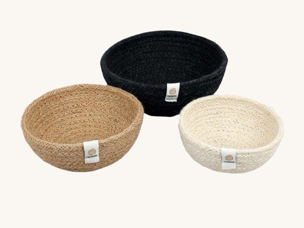 ReSpiin Jute Mini Bowl Set of 3 - Pebble
