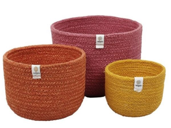 ReSpiin Jute Tall Basket Set - Fire