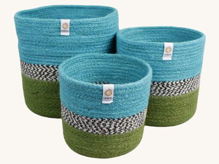 Respiin Jute ZigZag Basket Set - Ocean