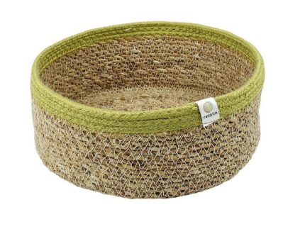 ReSpiin Medium Shallow Seagrass & Jute Basket