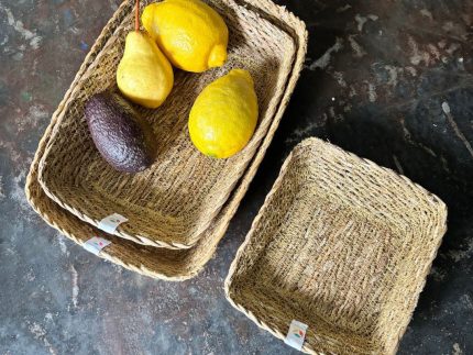 Respiin Seagrass Rectangular Basket Set – Natural