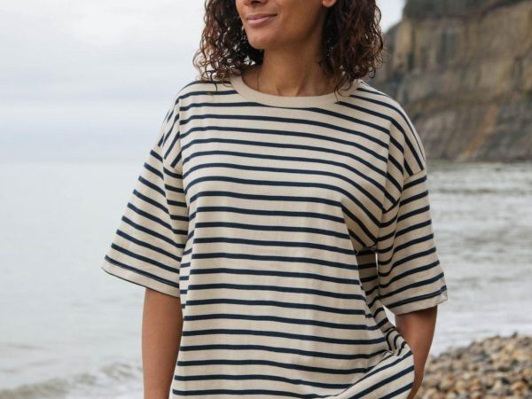 Rapanui Women's Organic Oversized Striped T-Shirt - Midnight