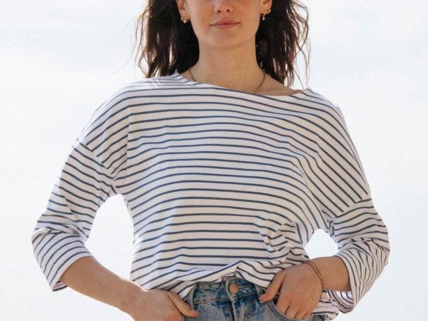 Rapanui Women's Organic Striped Boat Neck Top - Solent