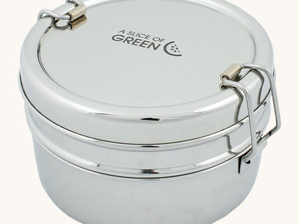A Slice Of Green Chapra Two Tier Round Lunch Box