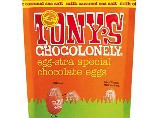 Tony's Chocolonely Egg-stra Special Chocolate Eggs Pouch - Caramel Sea Salt 178g