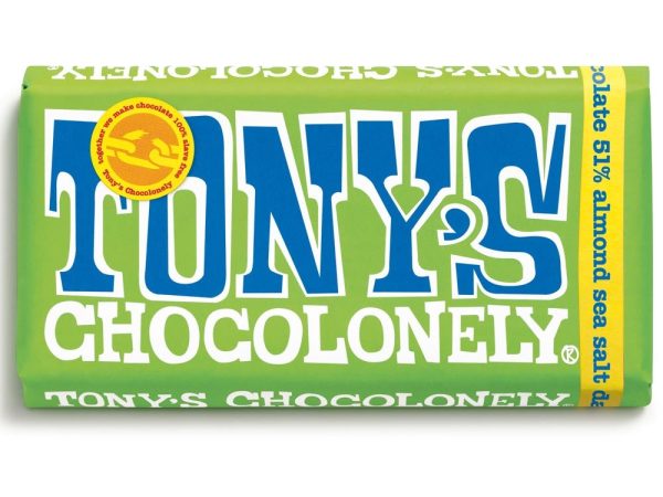 Tony's Chocolonely Fairtrade Dark Almond Sea Salt Chocolate 180g
