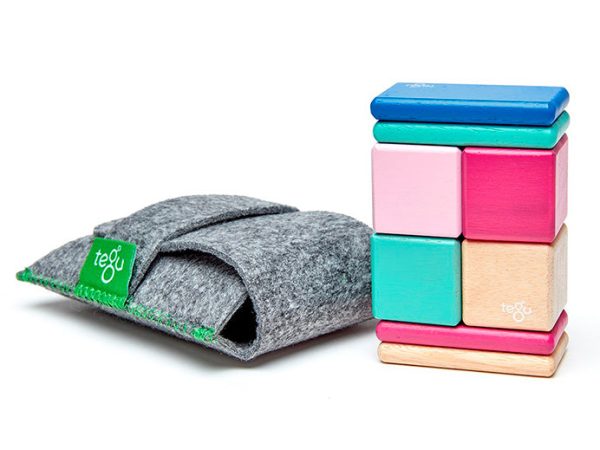 Tegu Magnetic Blocks Pocket Pouch - Blossom 8 Piece