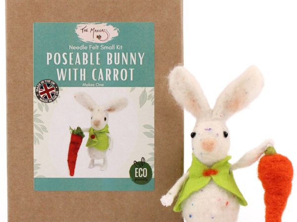 The Makerss - Small Poseable Bunny with Carrot Needle Felt Kit