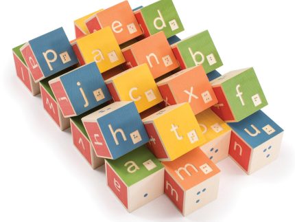Uncle Goose Wooden Braille ABC Toy Blocks