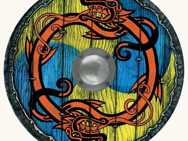 Vah Yellow & Blue Viking Wooden Shield
