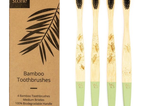 Wild & Stone Adult Bamboo Toothbrush - Medium Bristles - 4 Pack