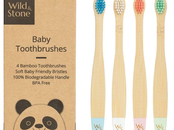 Wild & Stone Baby Bamboo Toothbrush - Extra Soft Bristles - 4 Pack