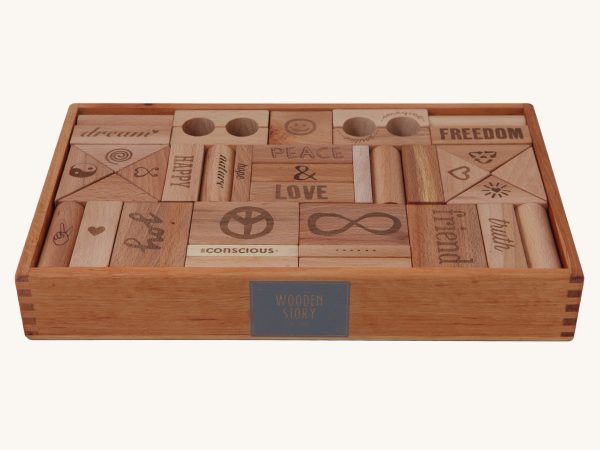 Wooden Story Peace & Love XL Blocks - 72 Tray