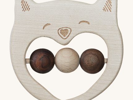 Wooden Story Rattle - Smiley Cat